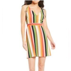 Gianni Bini Danielle A-Line Sleeveless Vertical Stripe Crepe Dress